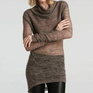 Helmut Lang Grey/Brown Alpaca Blend Sheer CowlNeck WITH RIP